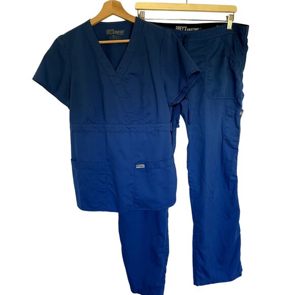 Gray's Anatomy by Barco blue scrubs set workwear pockets women's size medium - Picture 1 of 10